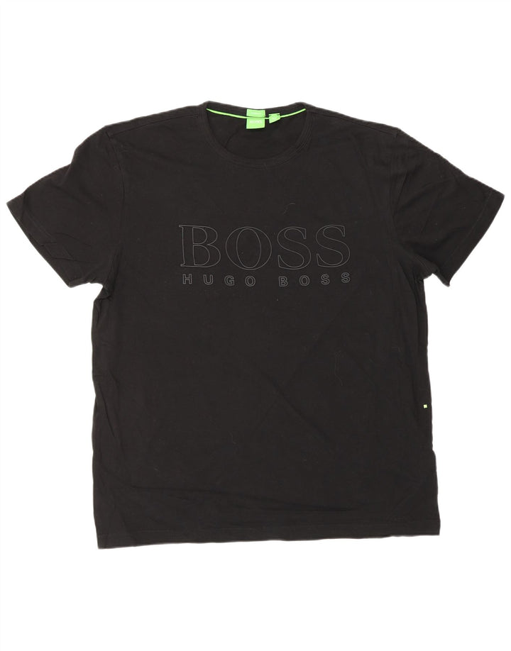 HUGO BOSS Camiseta masculina moderna de ajuste gráfico top grande preto