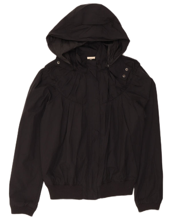 Jaqueta bomber feminina com capuz Dkny UK 14 médio preto nylon