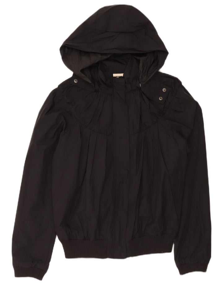 Jaqueta bomber feminina com capuz Dkny UK 14 médio preto nylon