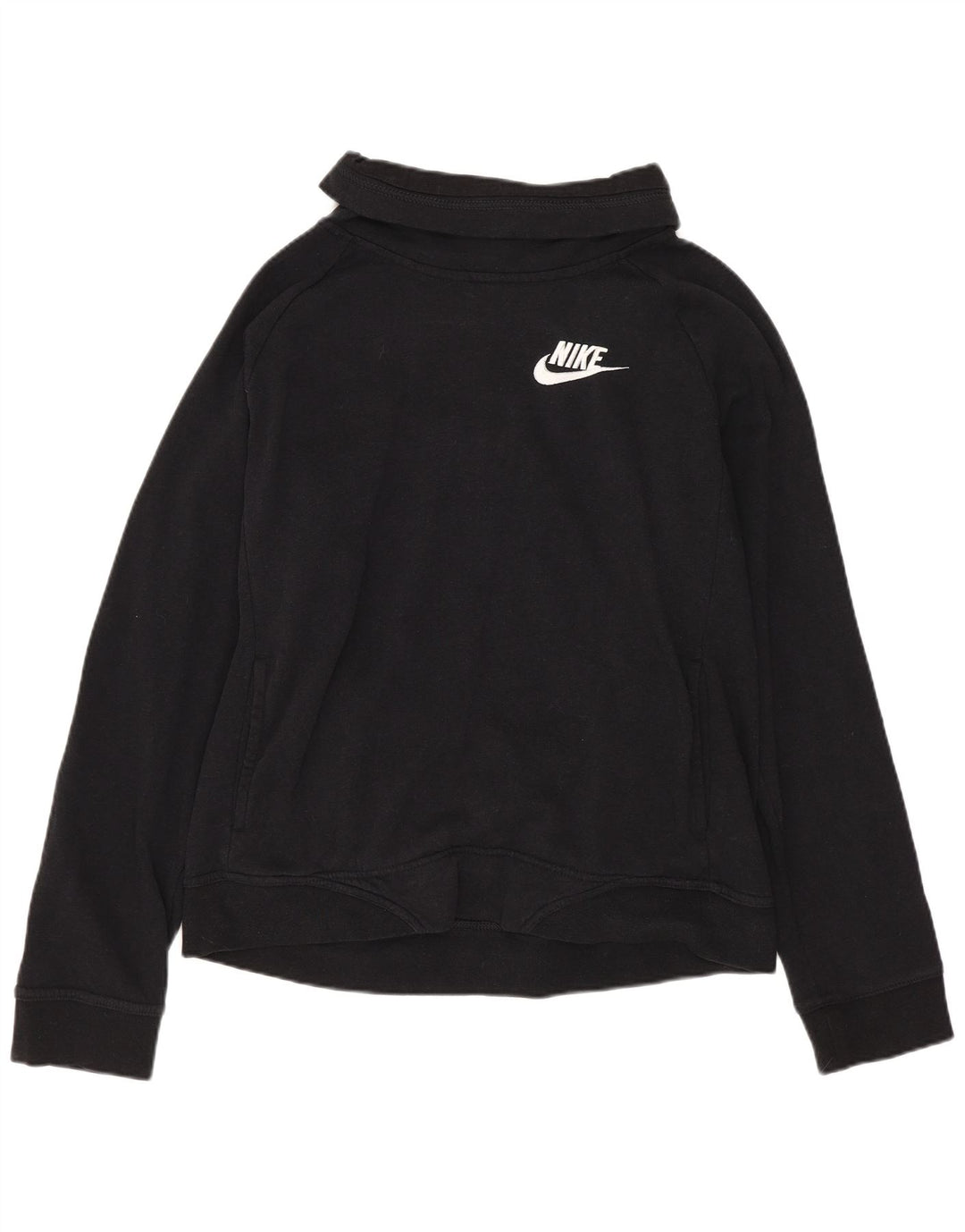 Nike feminino roll neck moletom jumper UK 18 XL preto rayon