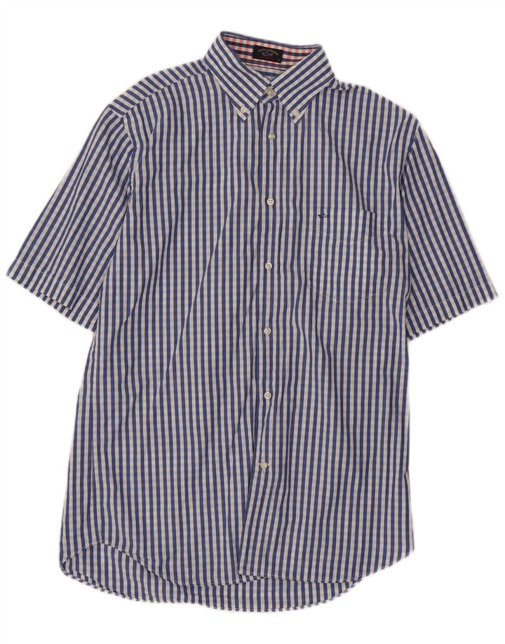 Camisa masculina de manga curta Paul & Shark Yachting tamanho 40 guingão azul médio