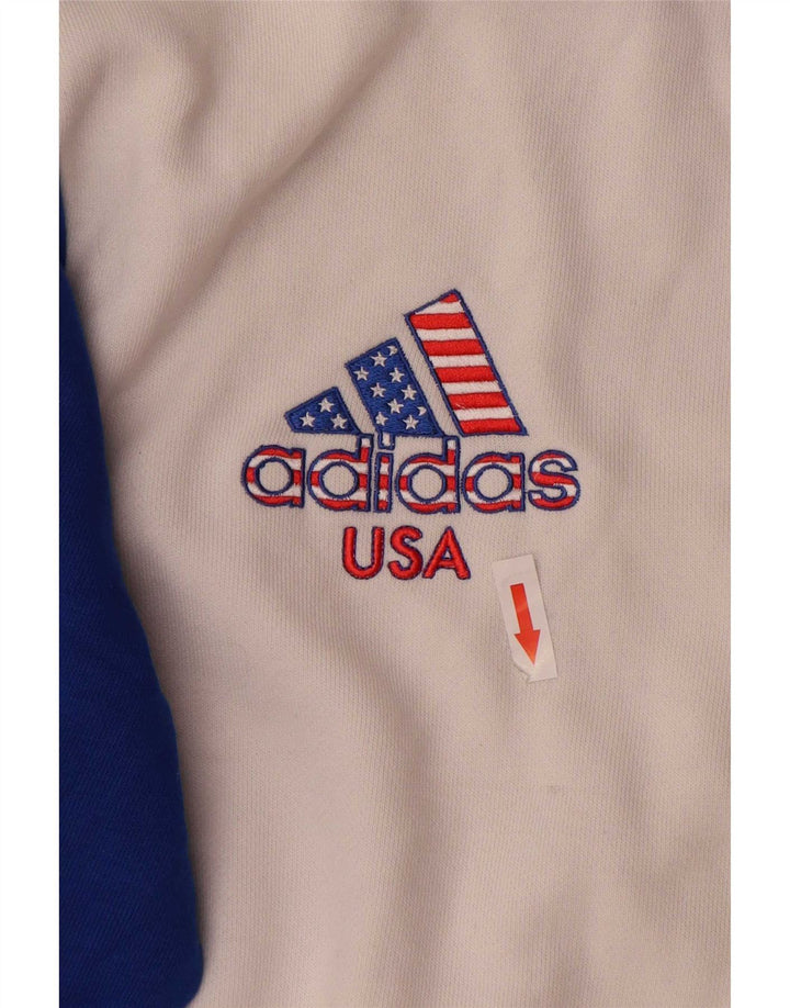 Adidas Mens Tracksuit Top Jacket Médio Branco Colourblock Algodão