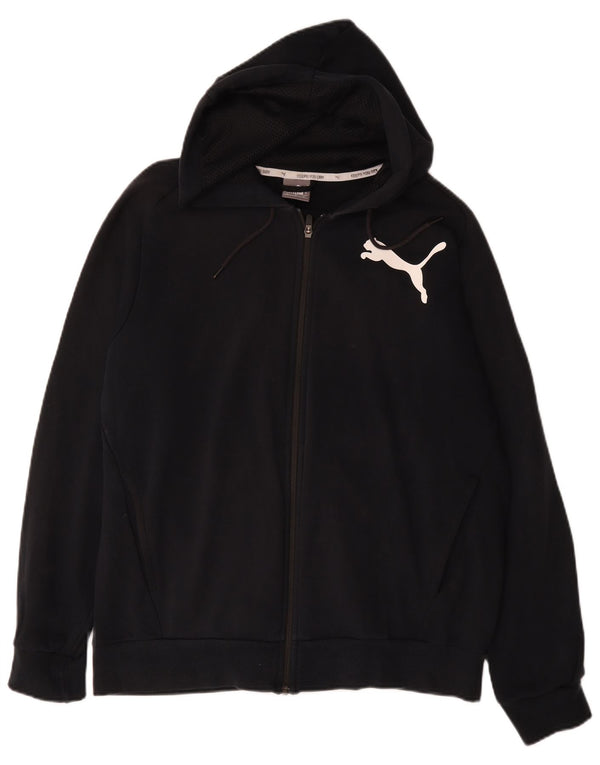 Suéter masculino Puma Graphic Zip com capuz grande algodão preto