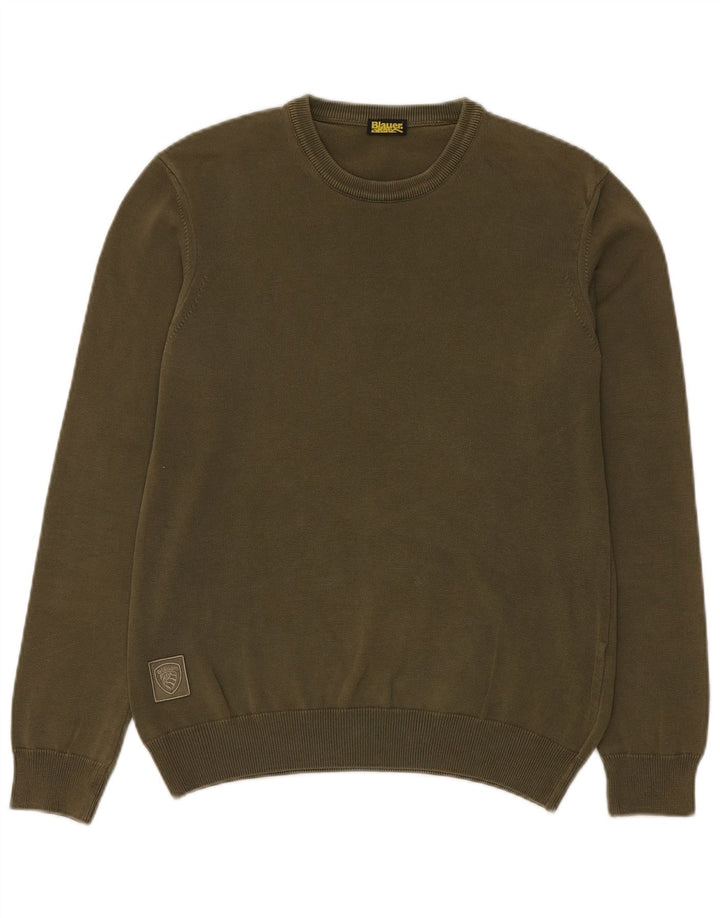 Suéter masculino Blauer com gola redonda e algodão verde pequeno