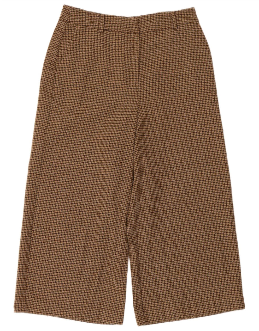 Calça feminina Boden cortada UK 12 médio W30 L23 marrom houndstooth