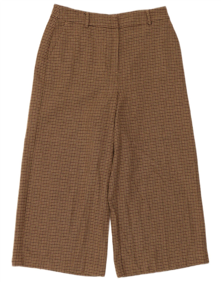 Calça feminina Boden cortada UK 12 médio W30 L23 marrom houndstooth