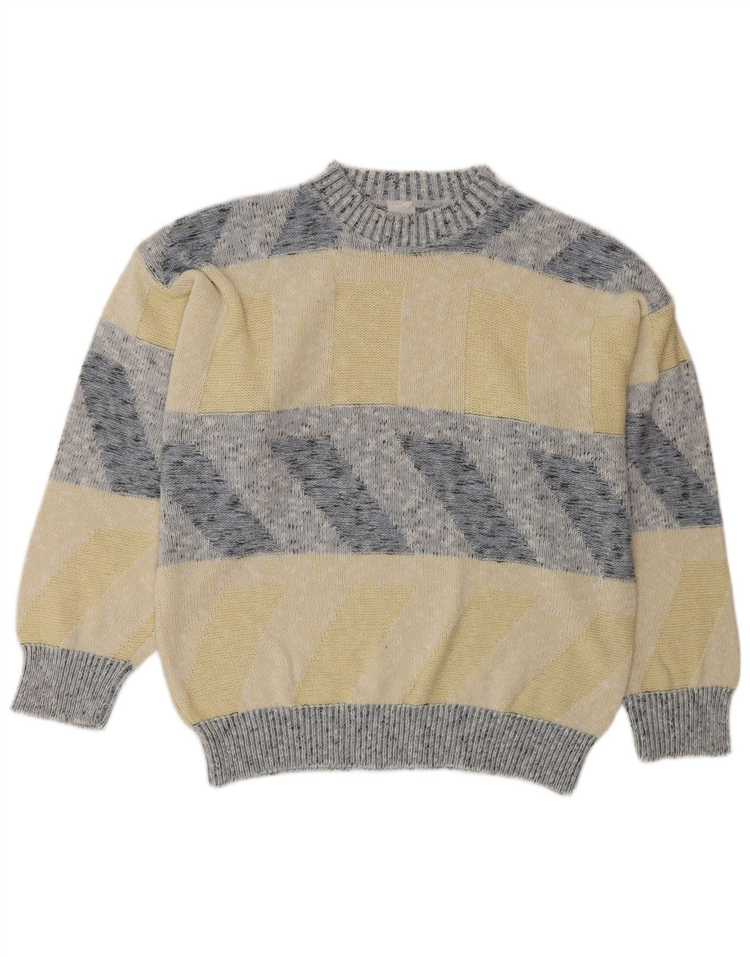 Suéter masculino vintage com gola redonda XL listrado multicolorido