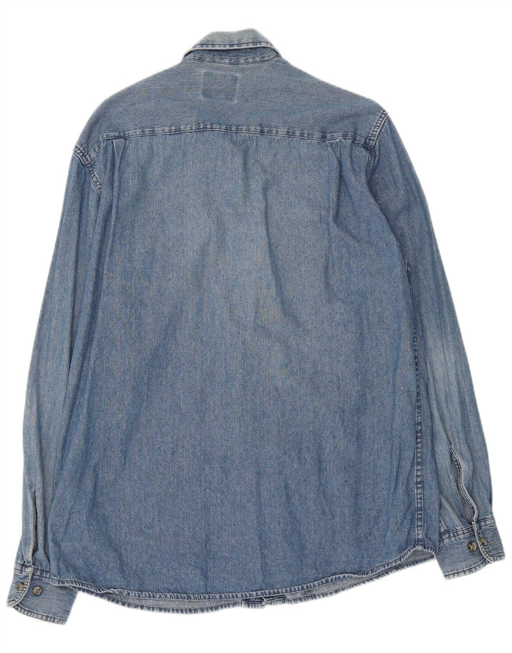Camisa jeans masculina WRANGLER de algodão azul médio