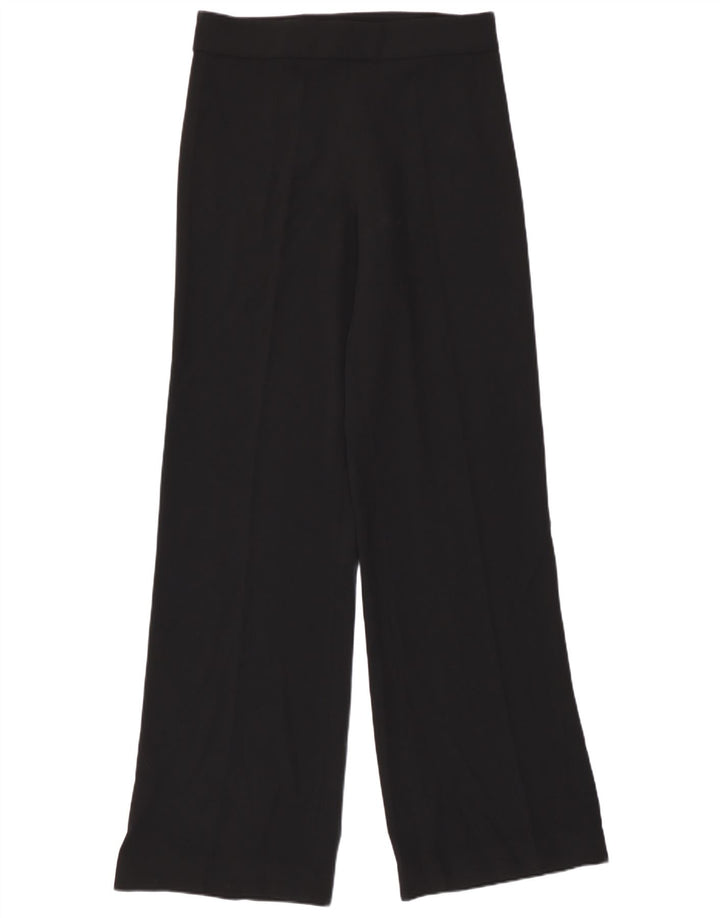 Zara Calça feminina casual de perna larga médio W30 L33 poliéster preto