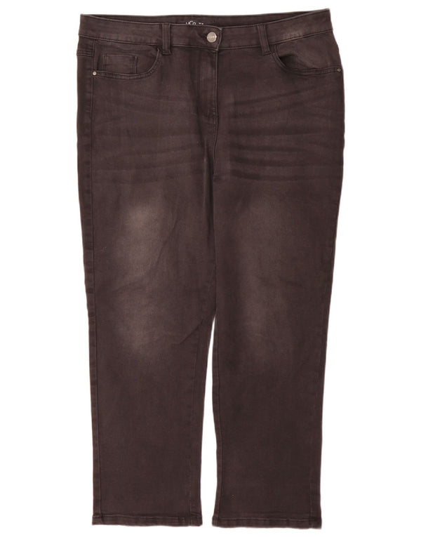 Calça jeans feminina M&Co pequena cintura alta reta Reino Unido 16 grande W36 L28 preta