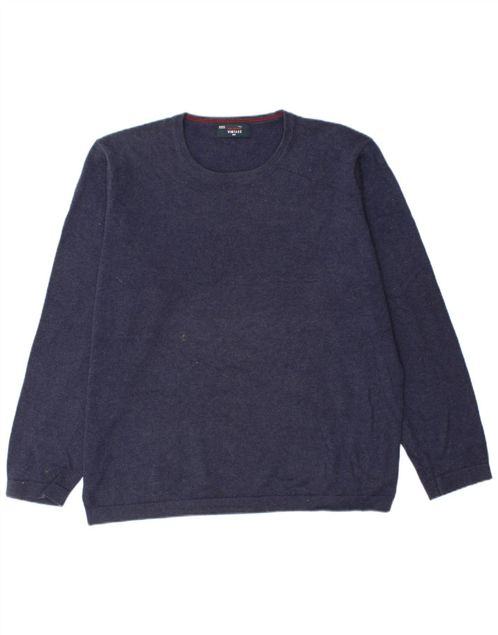 Suéter masculino Marks & Spencer Blue Harbor com gola redonda grande azul marinho