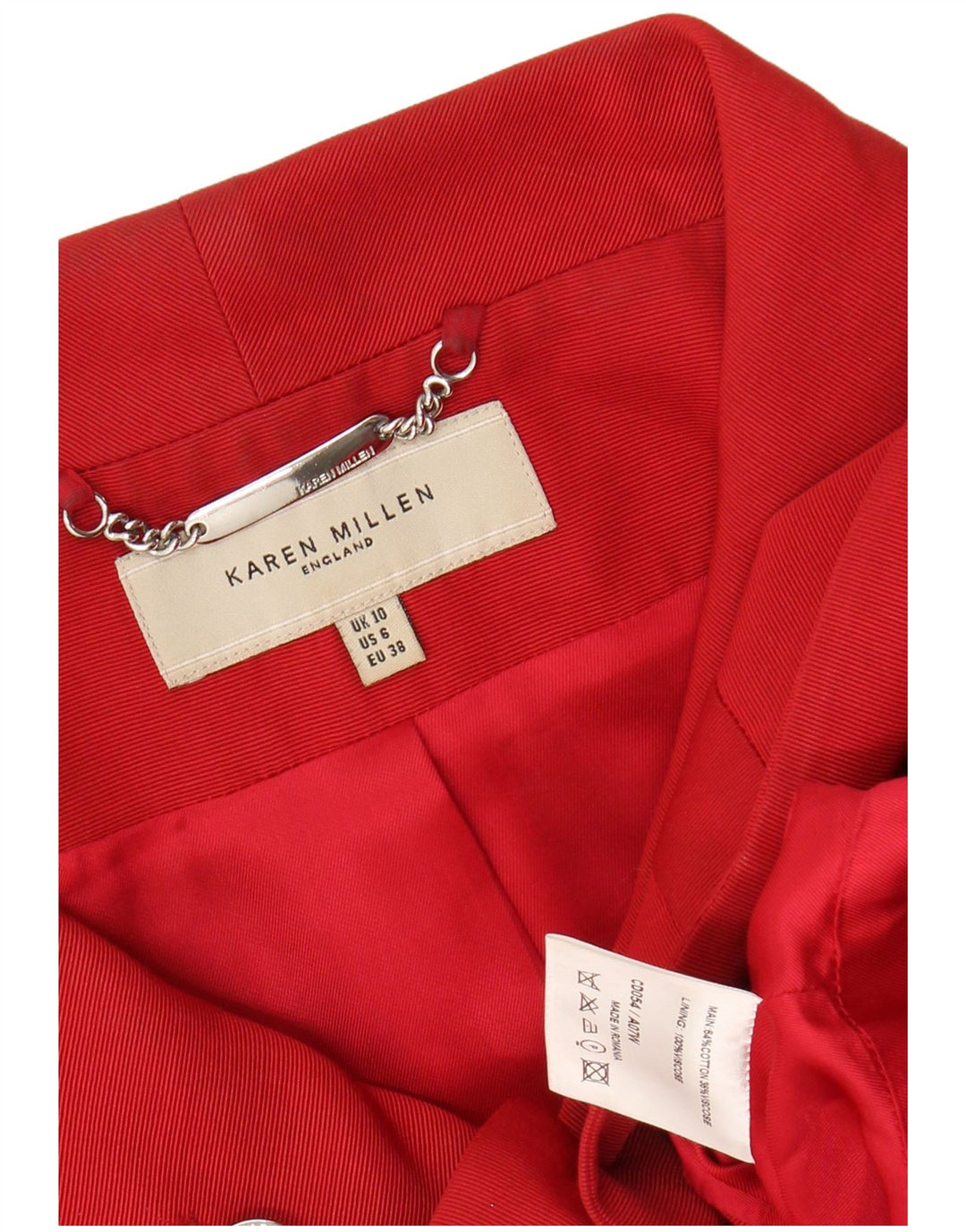 Sobretudo feminino KAREN MILLEN manga 3/4 Reino Unido 10 pequeno algodão vermelho