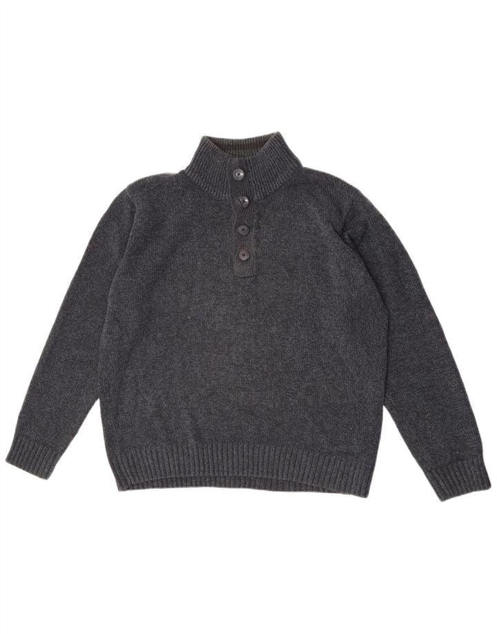 Suéter masculino Marks & Spencer com gola com botão grande azul marinho salpicado