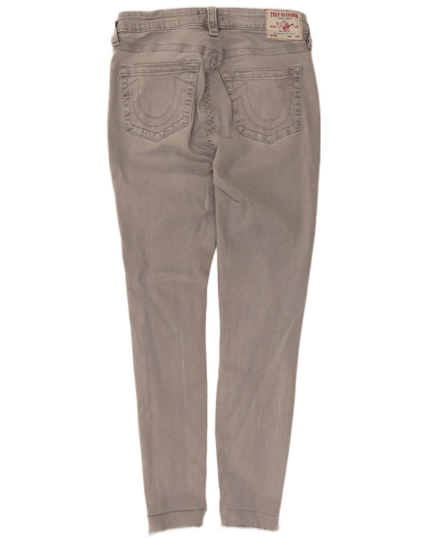 Jeans femininos True Religion Jennie Curvy cintura média super skinny W30 L28 cinza