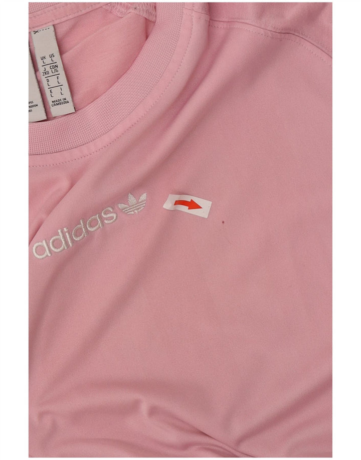 Adidas Mens Graphic T-Shirt Top Grande Rosa Colorblock Poliéster