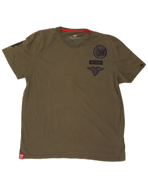 Camiseta gráfica masculina Alpha Industries Top 3XL algodão cáqui