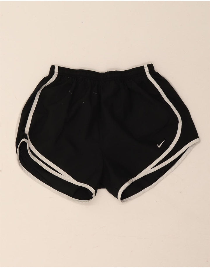 Shorts esportivos femininos Nike Dri Fit UK 8 pequenos poliéster preto