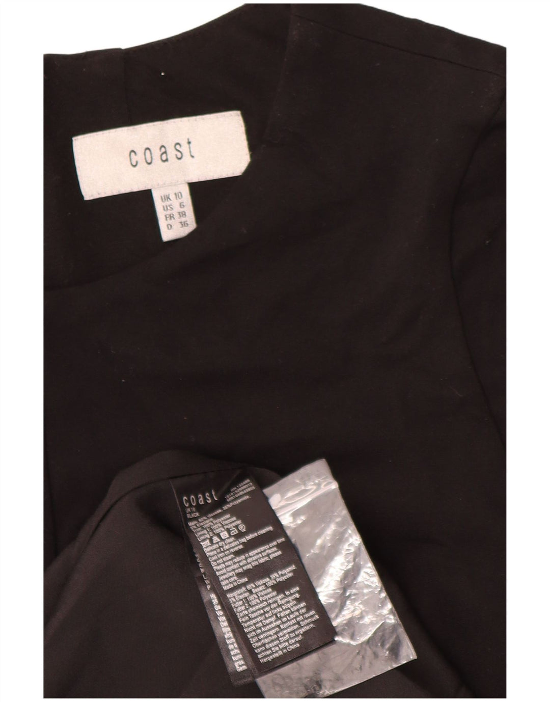 Vestido maxi assimétrico feminino Coast UK 10 pequeno preto viscose