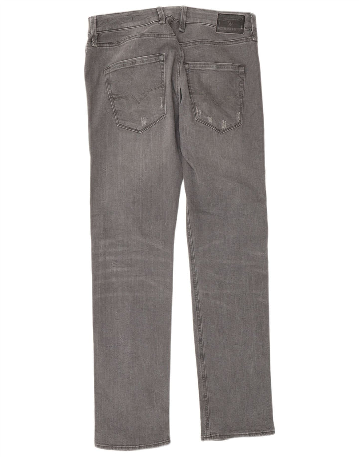 Guess Calça jeans masculina desgastada W31 L33 cinza algodão