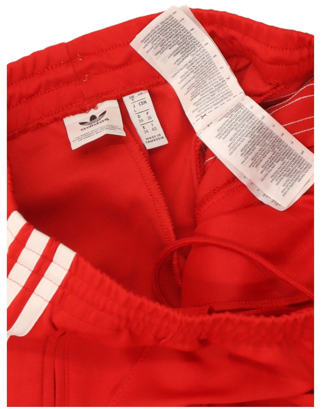 Calça de treino feminina Adidas UK 8 pequena poliéster vermelho