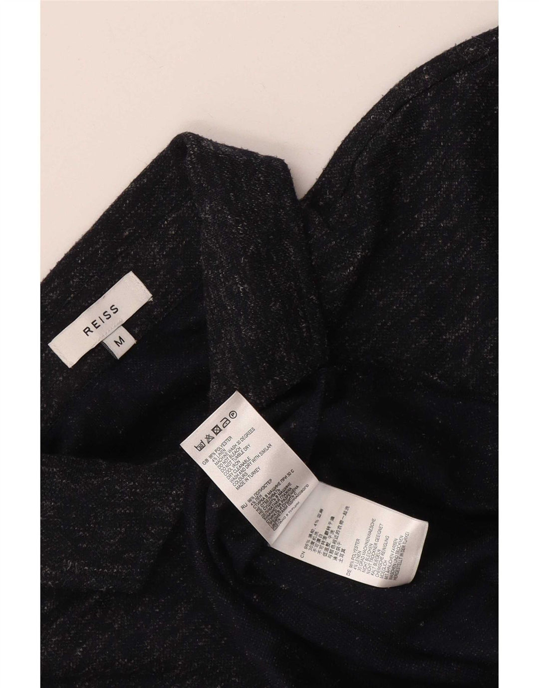 Camisa polo masculina Reiss poliéster manchado azul marinho médio