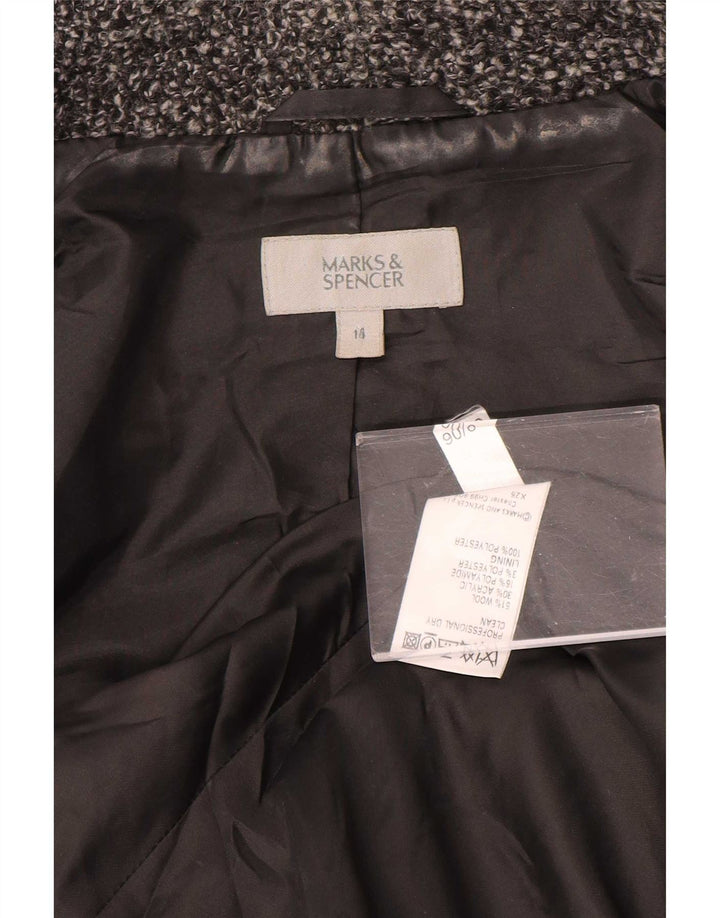 Jaqueta blazer feminina de 2 botões Marks & Spencer Reino Unido 14 grande lã manchada cinza
