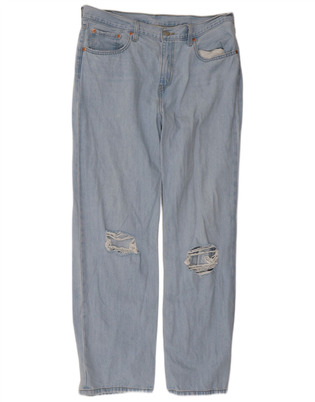 Calça jeans reta masculina Levi's desgastada W36 L30 azul