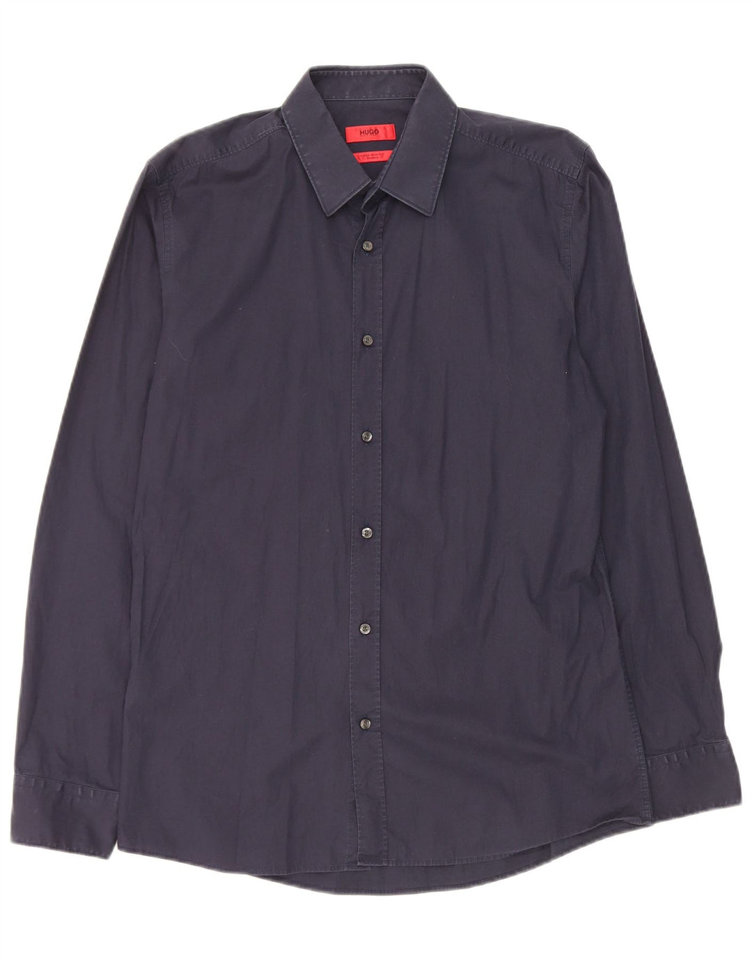 Camisa masculina Hugo Boss extra slim fit tamanho 40 algodão azul marinho médio