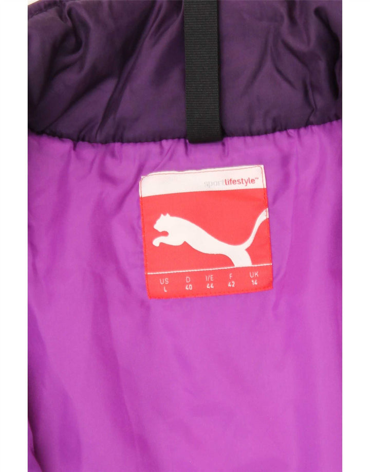 Jaqueta acolchoada feminina Puma UK 14 grande poliéster roxo