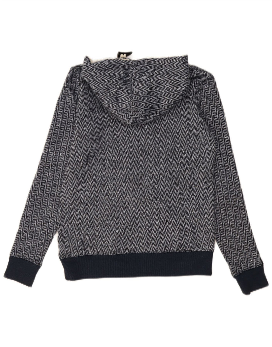 ANIMAL Suéter feminino com capuz Reino Unido 6 XS Azul marinho Chevron Poliéster