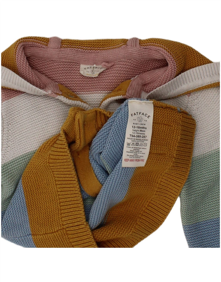 Suéter cardigã FAT FACE para meninas de 12 a 18 meses listrado multicolorido