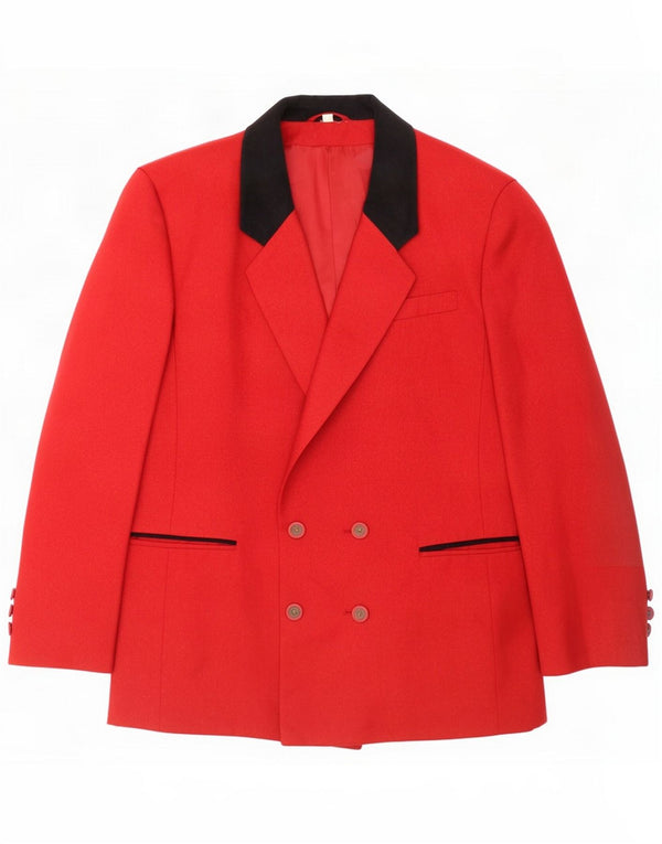 Jaqueta blazer feminina vintage com peito duplo grande Reino Unido 18 XL Lã vermelha