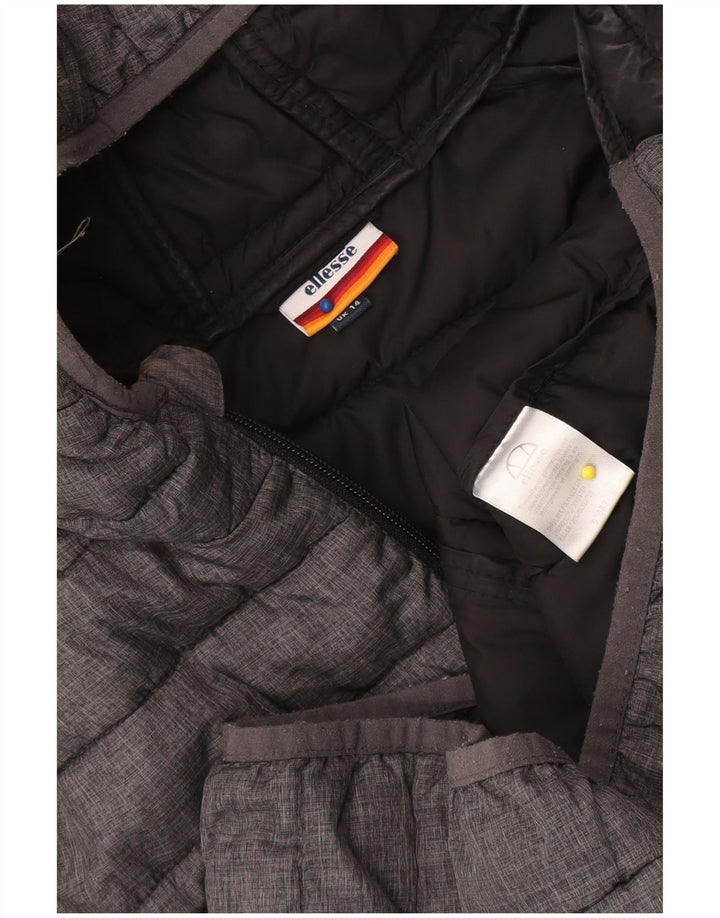 Jaqueta feminina acolchoada com capuz Ellesse UK 14 cinza médio poliamida esportiva