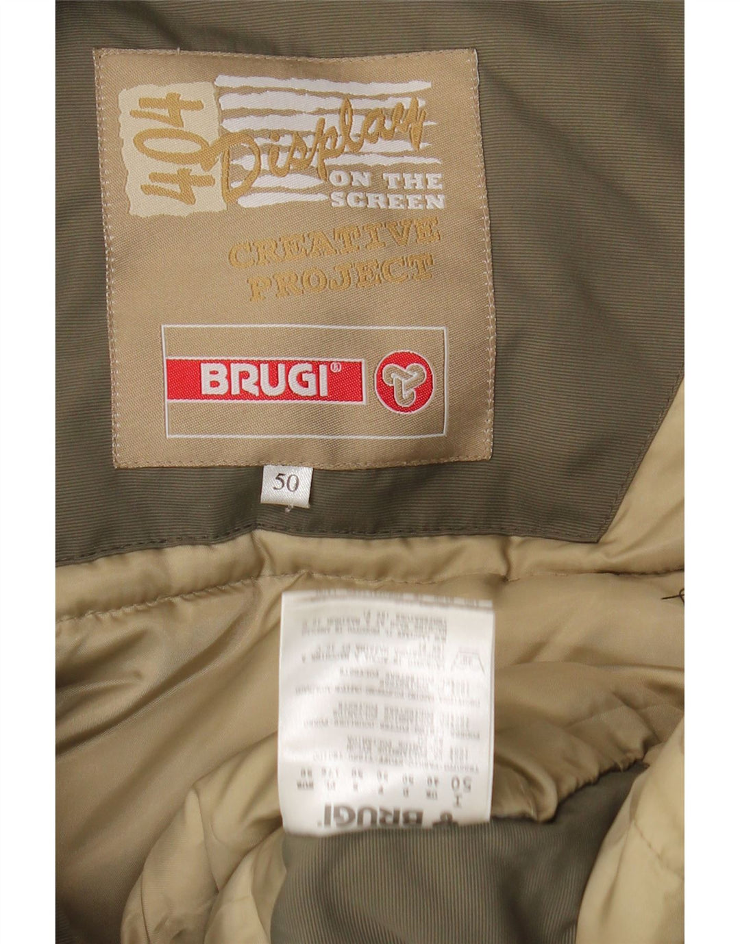 Jaqueta masculina acolchoada com capuz Brugi UK 40 grande poliamida cáqui