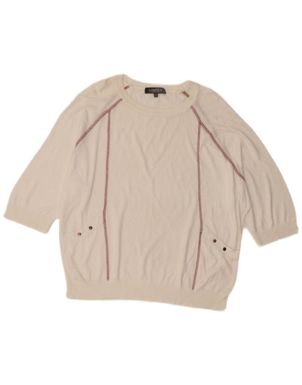 Marks & Spencer Womens Boat Neck Jumper Sweater UK 14 Large White