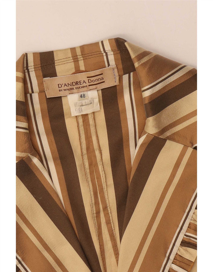 Jaqueta blazer feminina vintage com 3 botões e manga 3/4 IT 48 XL listrado bege