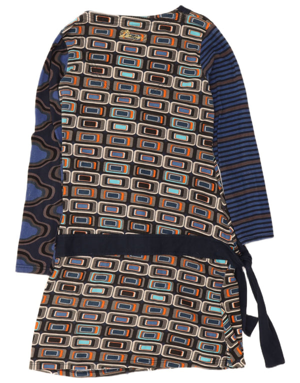 Vestido feminino Desigual com cintura baixa e estampa geométrica UK 14 grande azul marinho geométrico