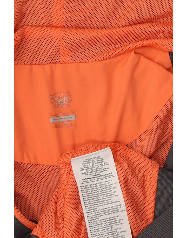 Jaqueta de chuva com capuz feminina Nike UK 10 pequena cinza poliéster esportiva
