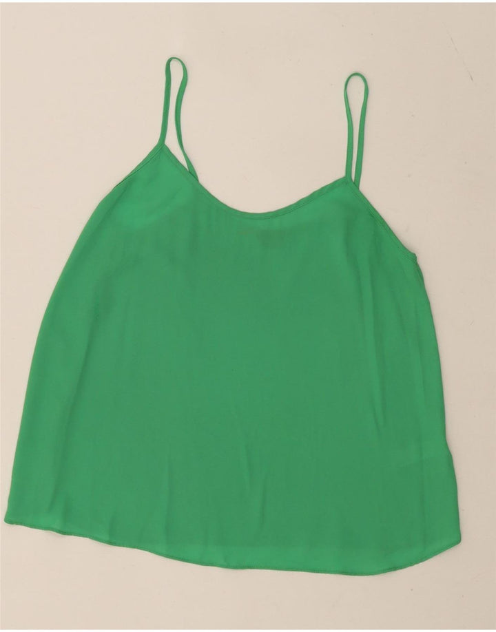 Topshop feminino Cami Top UK 10 pequeno poliéster verde