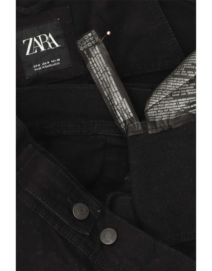 Jaqueta jeans masculina Zara UK 38 algodão preto médio