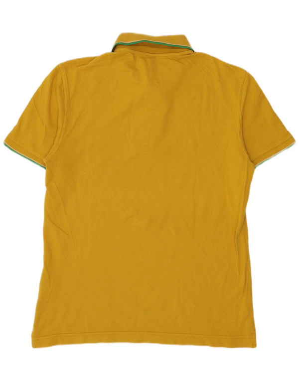 Camisa polo masculina BENETTON pequena de algodão amarelo