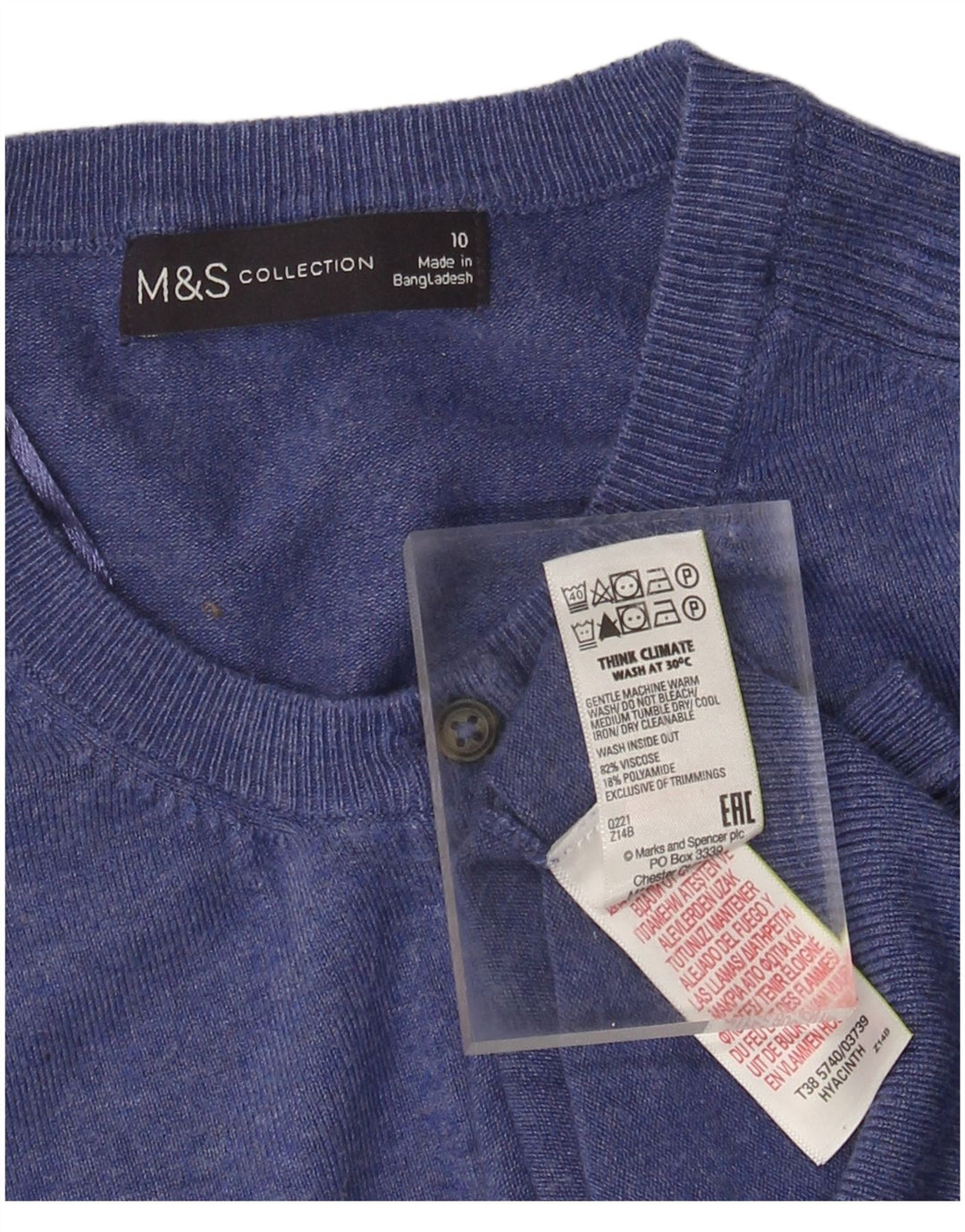 Suéter cardigã feminino MARKS & SPENCER UK 10 pequeno azul viscose