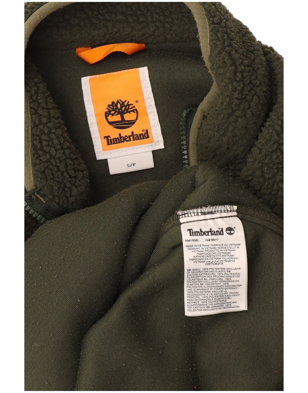 Timberland Homem Zip Neck Fleece Jumper Pequeno Verde Poliéster