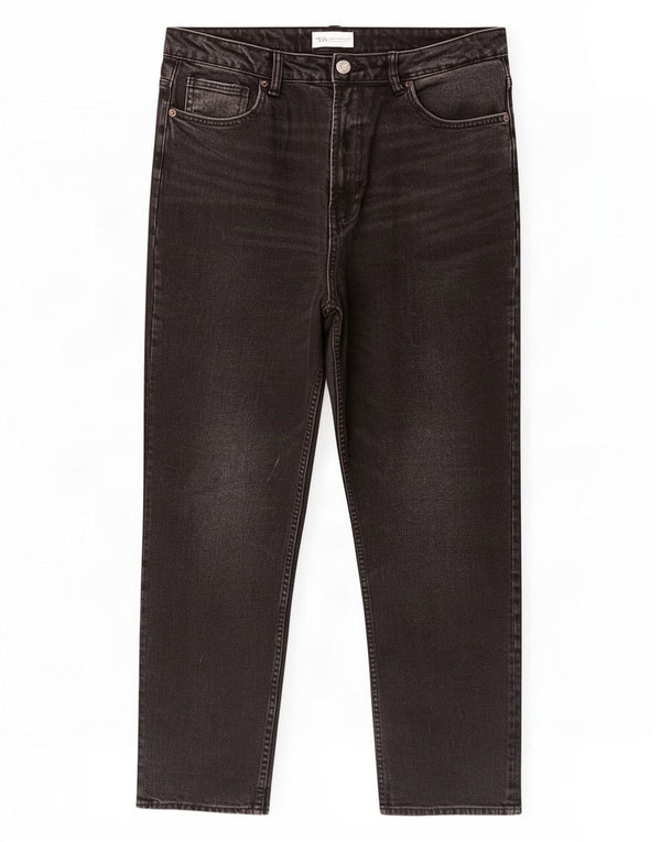 Calça jeans reta feminina Zara EU 46 2XL W36 L28 preta