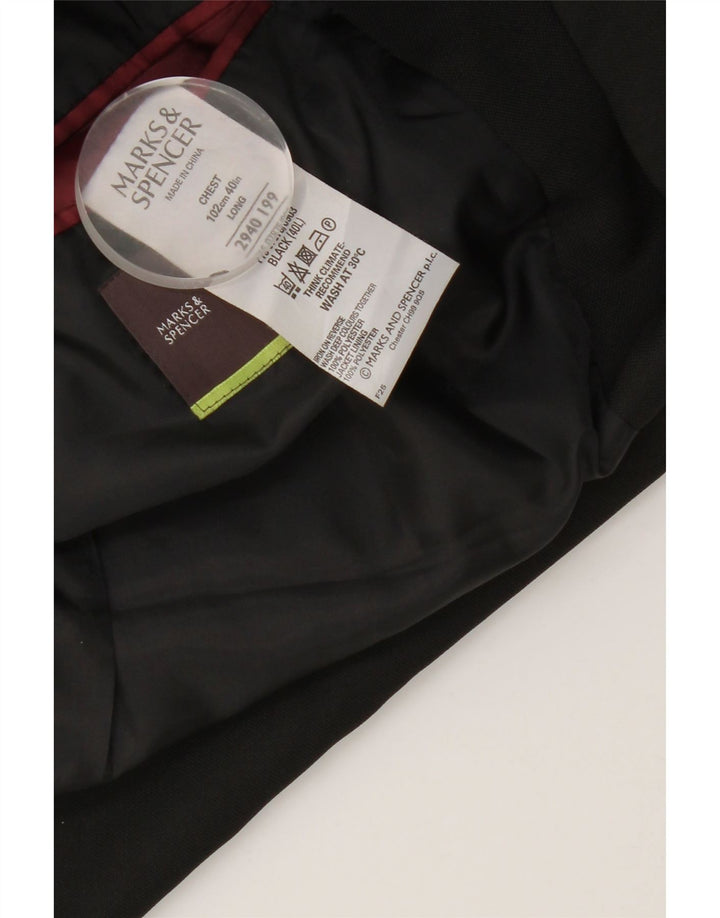 Jaqueta blazer masculina longa de 3 botões Marks & Spencer Reino Unido 40 médio preto