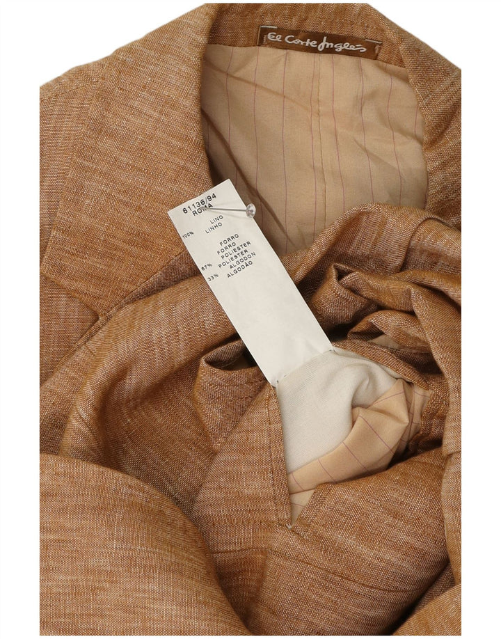 Jaqueta blazer masculina de 3 botões El Corte Ingles IT 50 grande linho marrom