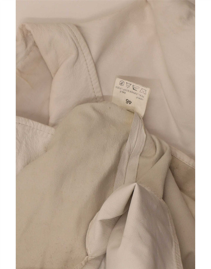 Camiseta feminina vintage de couro IT 46 grande branca