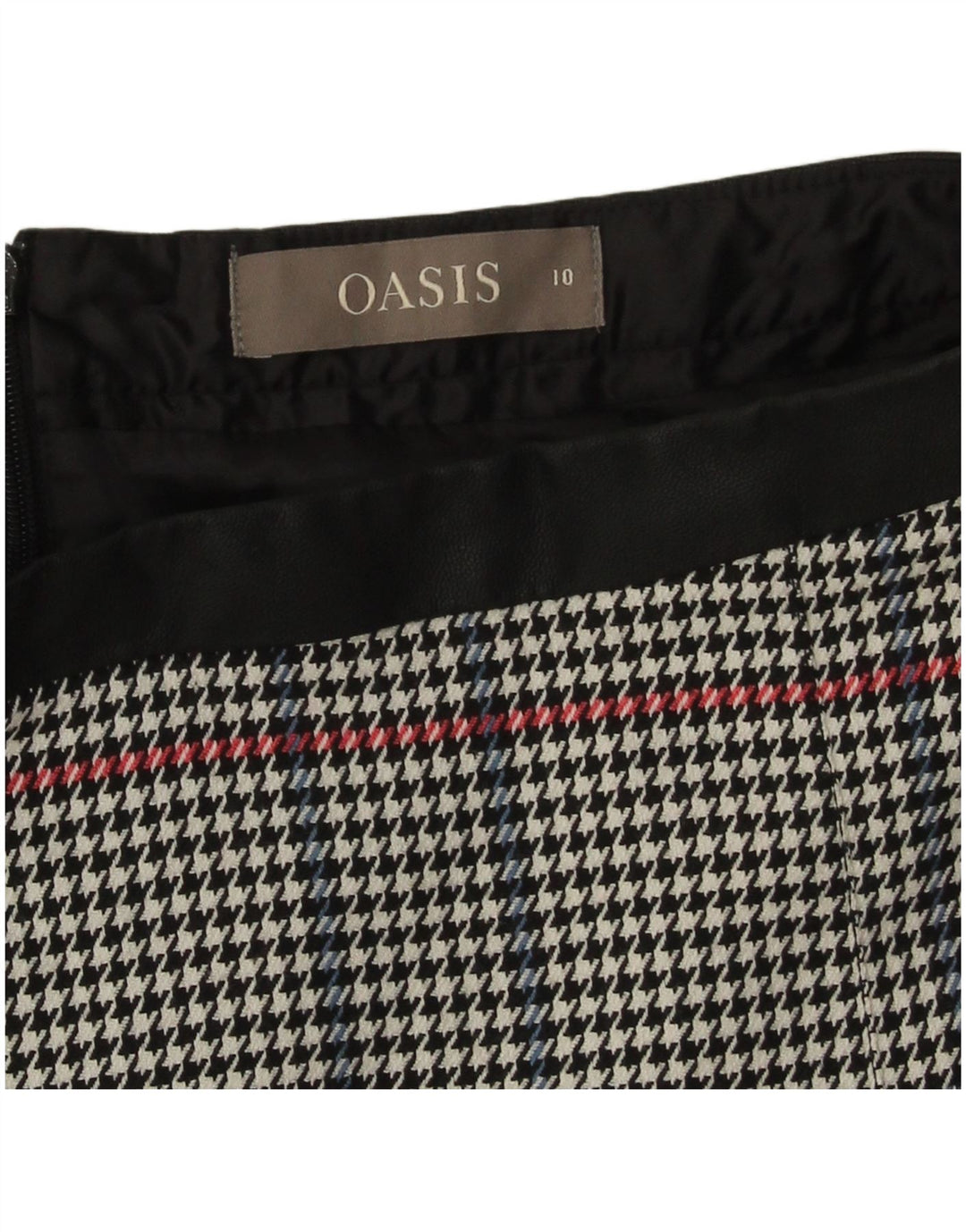 Mini saia feminina Oasis UK 10 pequena W28 cinza houndstooth poliéster