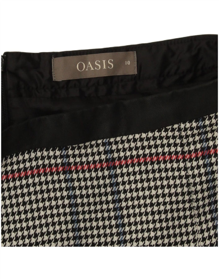 Mini saia feminina Oasis UK 10 pequena W28 cinza houndstooth poliéster
