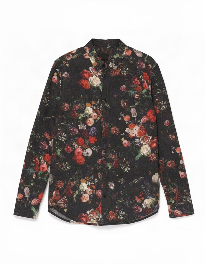 Camisa masculina H&M média preta floral